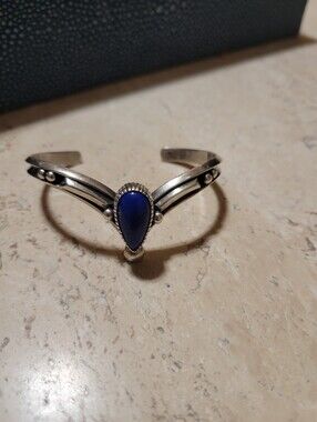 Vintage Lapis Cuff  Bracelet